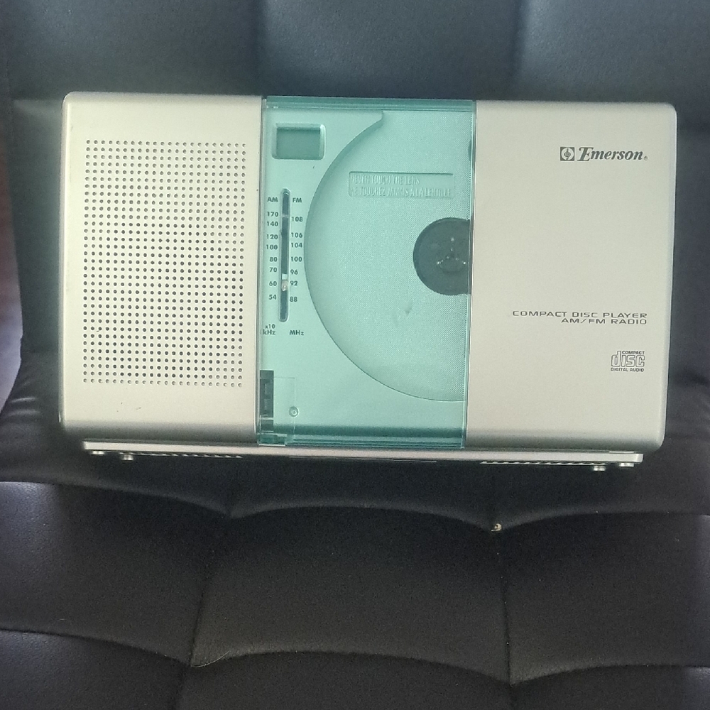 Silver Portable Compact Disc Player with AM/FM Radio